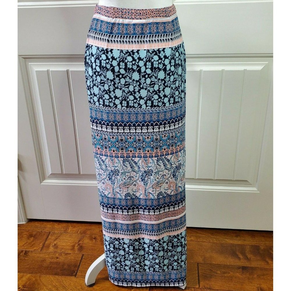 C Apparel Womens Maxi Skirt Multicolored Peach XS
